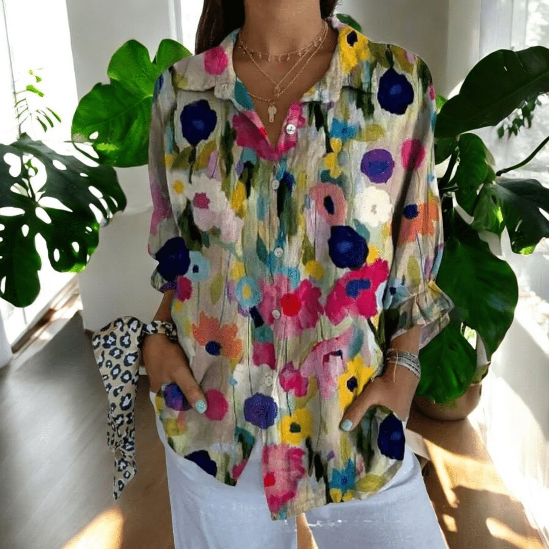 Women's Floral Oversized Blouse - Canvas