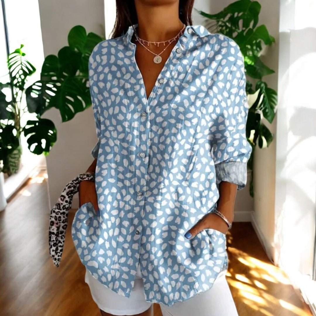 Women's Floral Oversized Blouse - Light blue