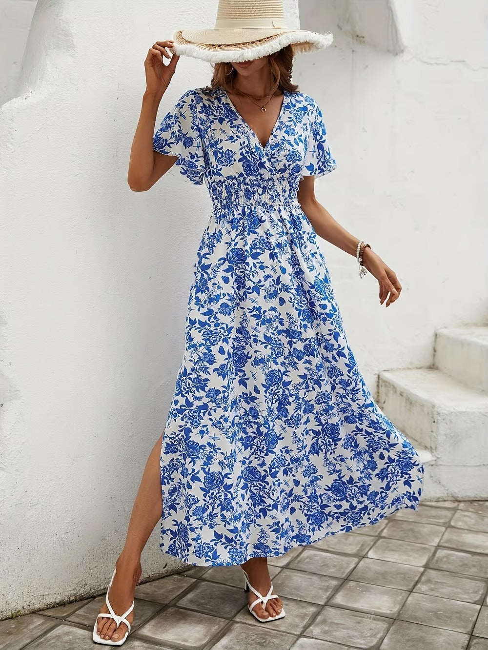 Women's Floral Wrap Maxi Dress