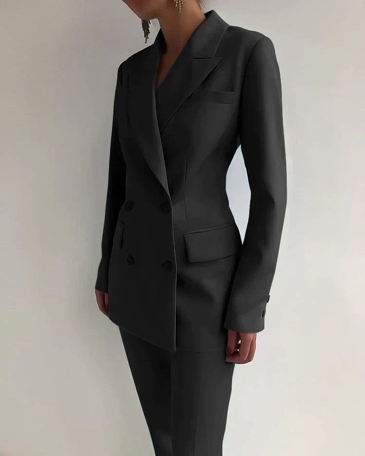 Blazer Pants Two Piece Set - Black