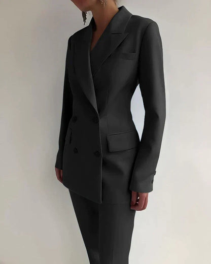 Blazer Pants Two Piece Set - Black