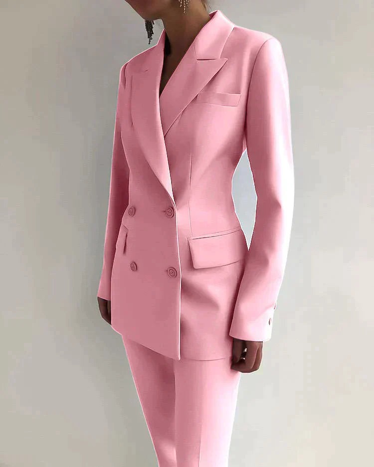 Blazer Pants Two Piece Set - Pink