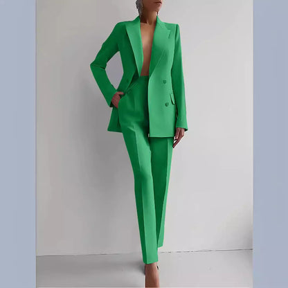 Blazer Pants Two Piece Set - Green