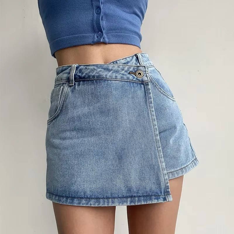 Women's High-Waisted Denim Skort - XXXL