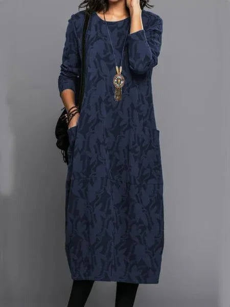 Long Sleeve Midi Dress - Blue