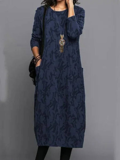 Long Sleeve Midi Dress - Blue