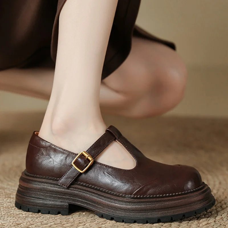 Women's Leather Platform Mary Janes