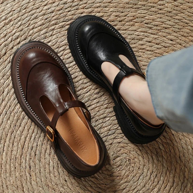Women's Leather Platform Mary Janes