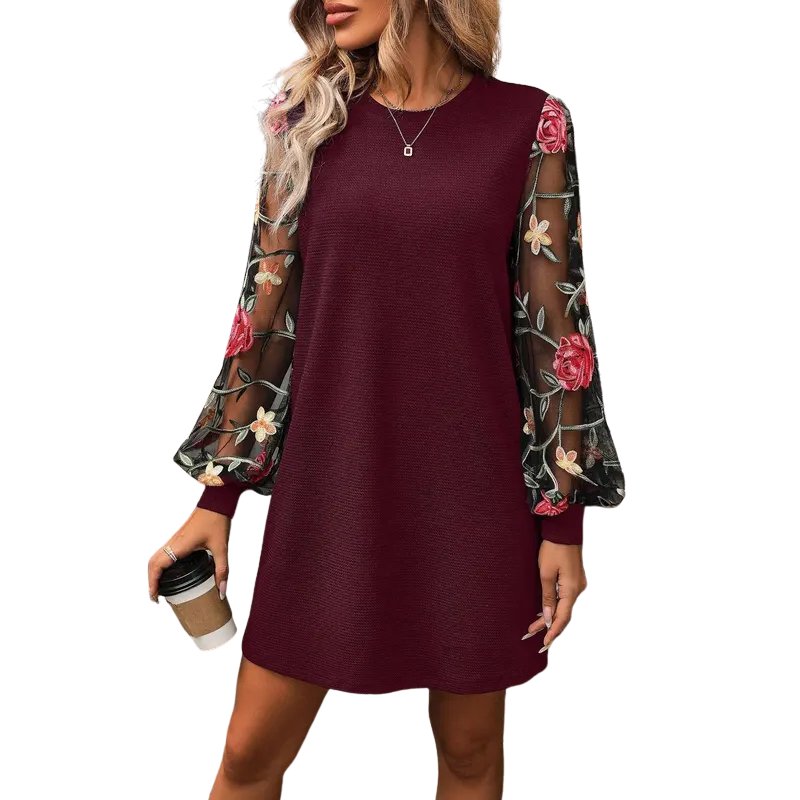 Women's Mini Knit Dress - Burgundy