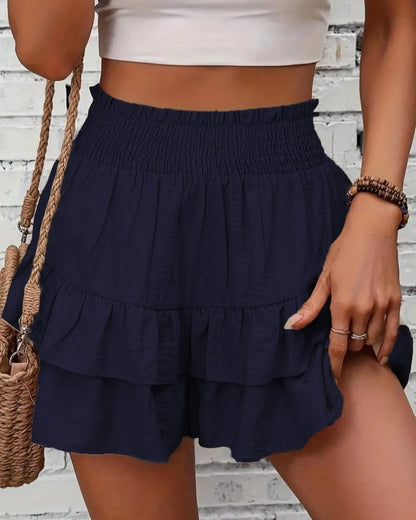 Ruffle Mini Skirt - Deep Blue
