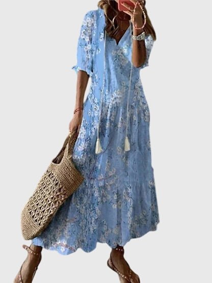 Women's Vacation Maxi Dress - Light Blue