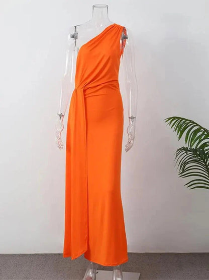 One Shoulder Wedding Guest Maxi Dress