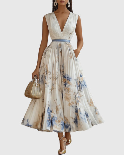 Floral Wedding Guest Midi Dress - White