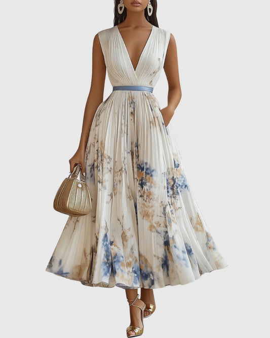 Floral Wedding Guest Midi Dress - White