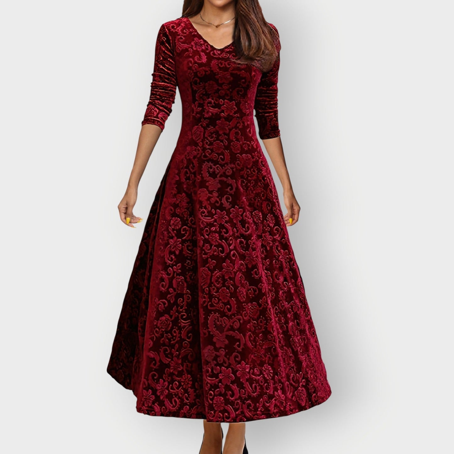 Velvet Formal Maxi Dress - Red