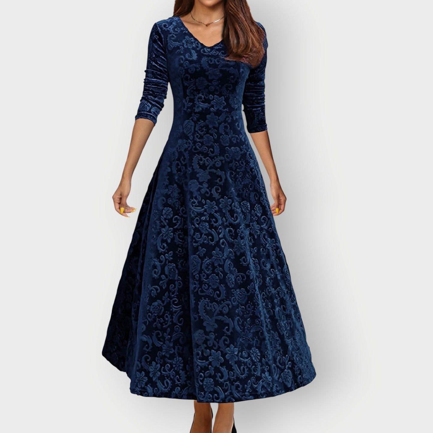 Velvet Formal Maxi Dress - Blue