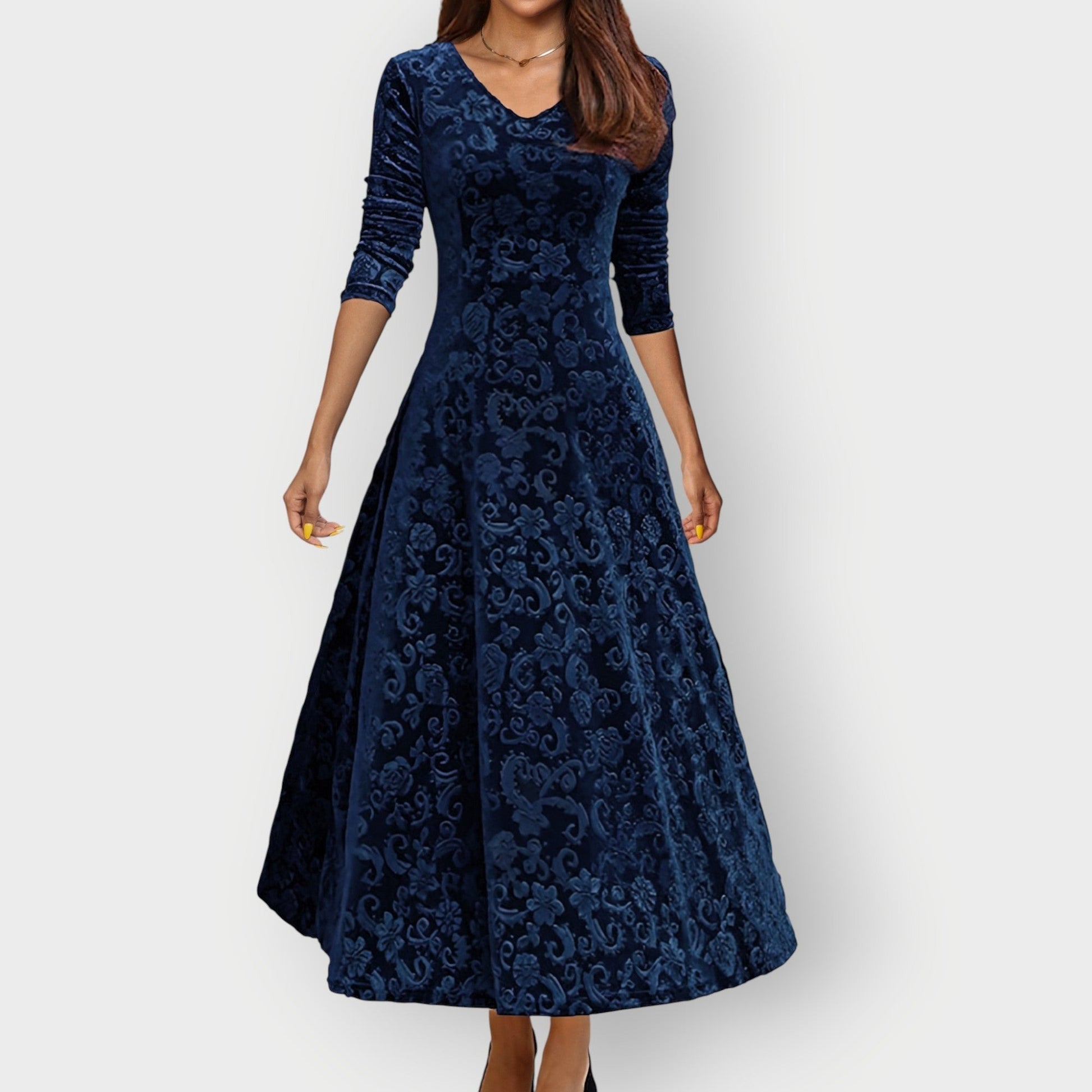 Velvet Formal Maxi Dress - Blue