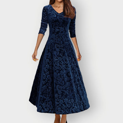 Velvet Formal Maxi Dress - Blue