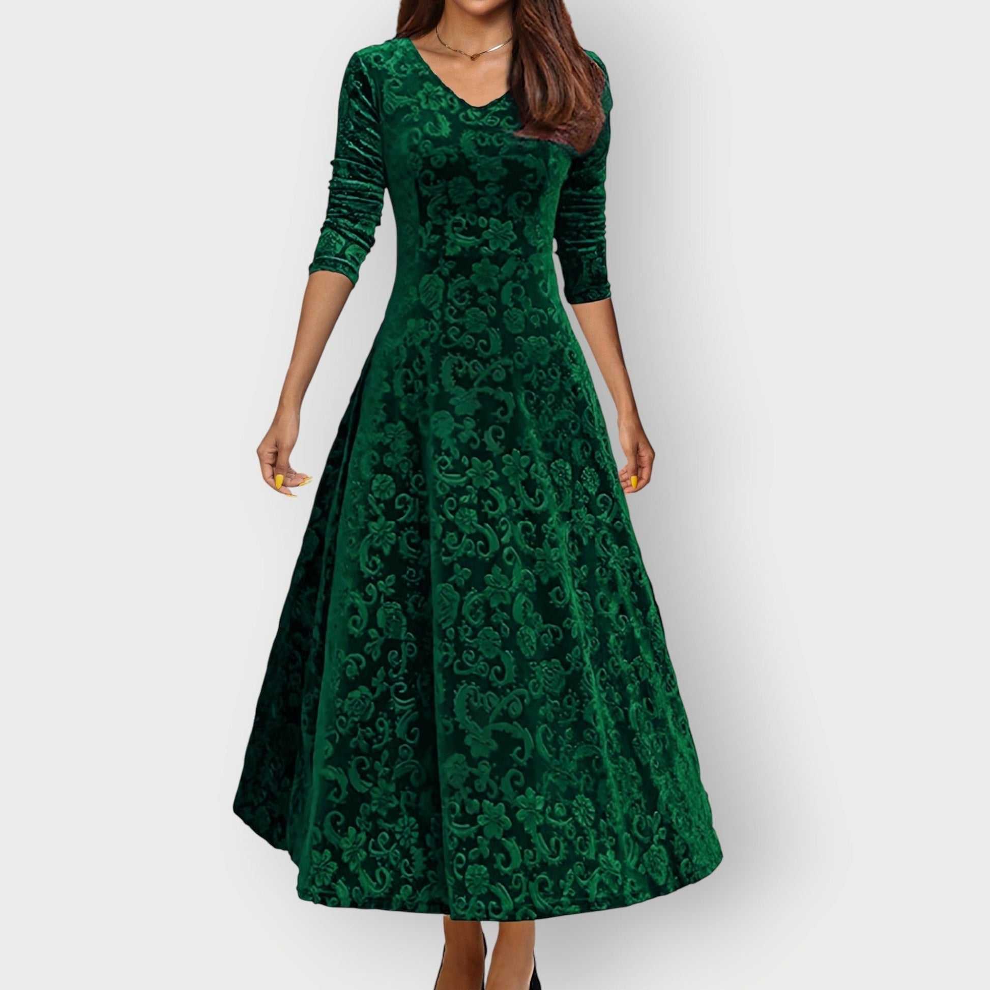 Velvet Formal Maxi Dress - Green