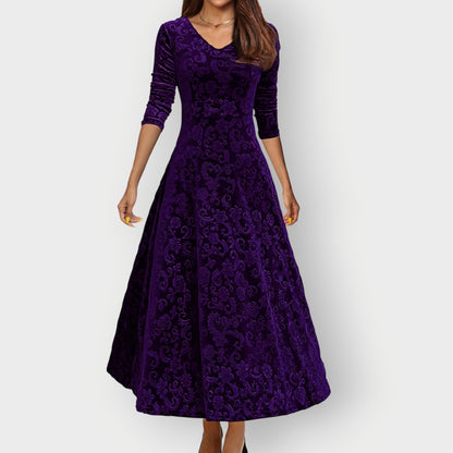 Velvet Formal Maxi Dress - Purple