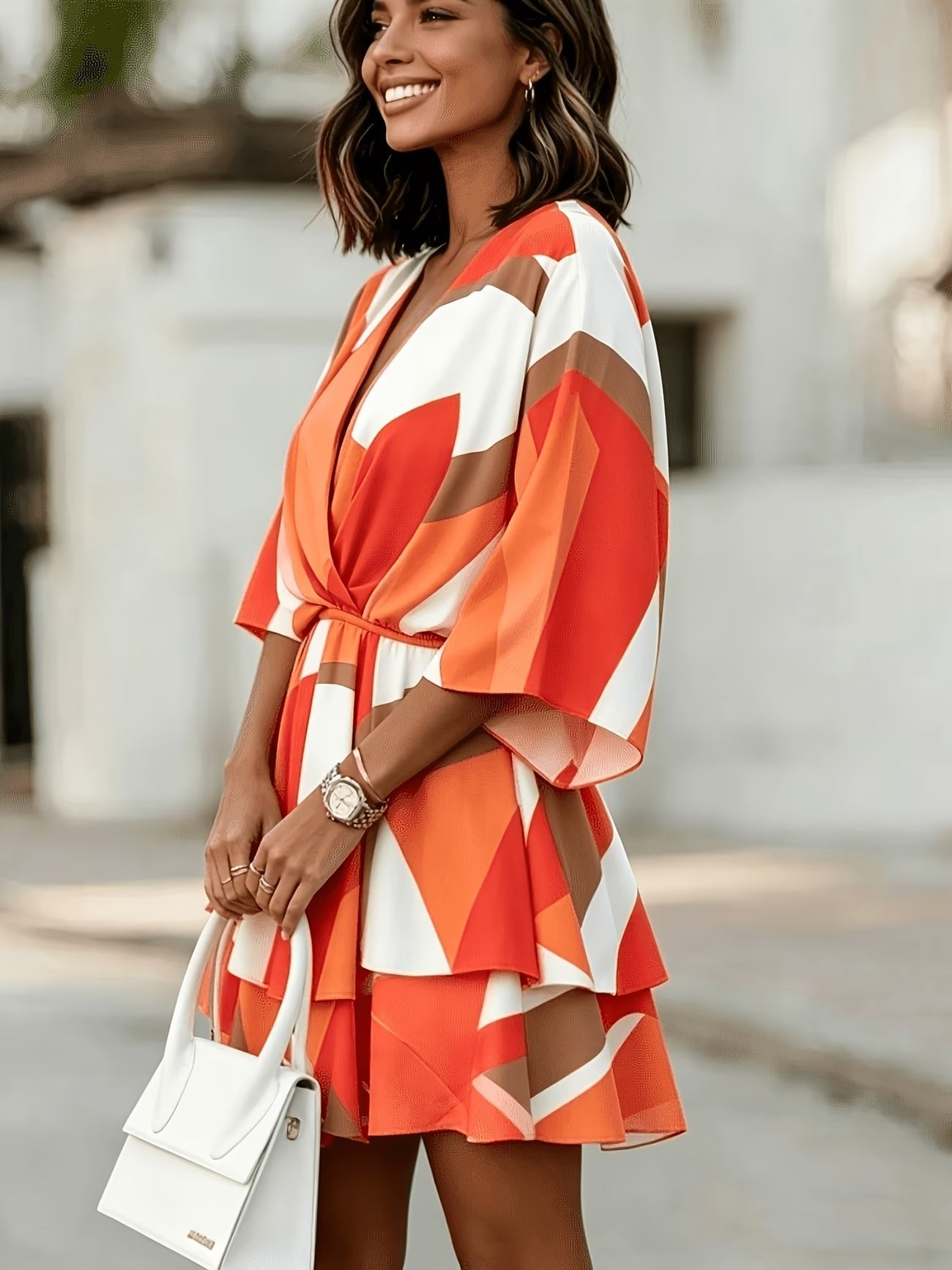 Women's Chiffon Mini Wrap Dress