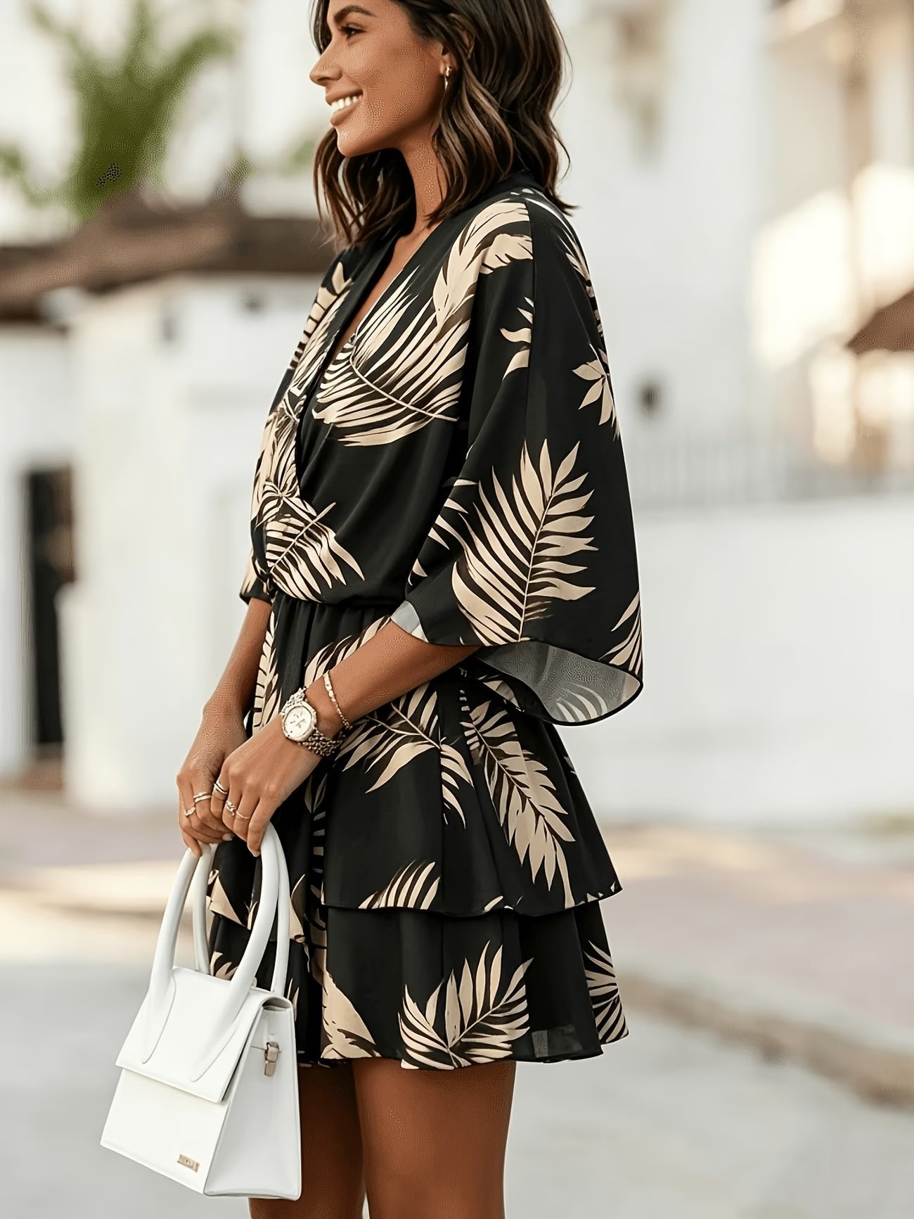 Women's Chiffon Mini Wrap Dress