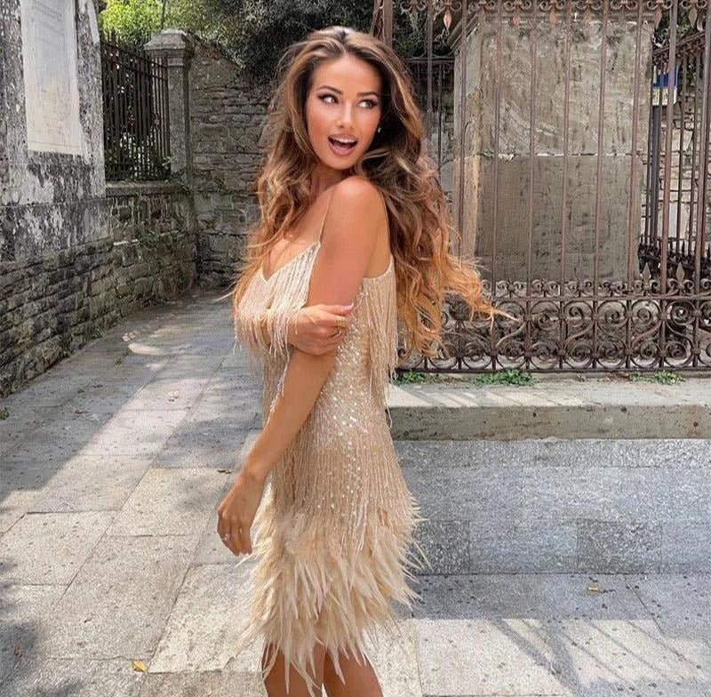 Sequin Fringe Mini Dress