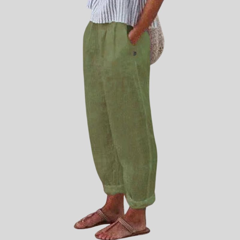Women's Cropped Wide-Leg Pants - Green