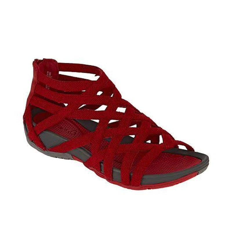 Leopard Print Gladiator Sandals - Red