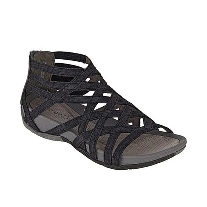 Leopard Print Gladiator Sandals - Black