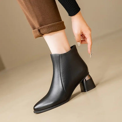 Block Heel Ankle Boots - Black
