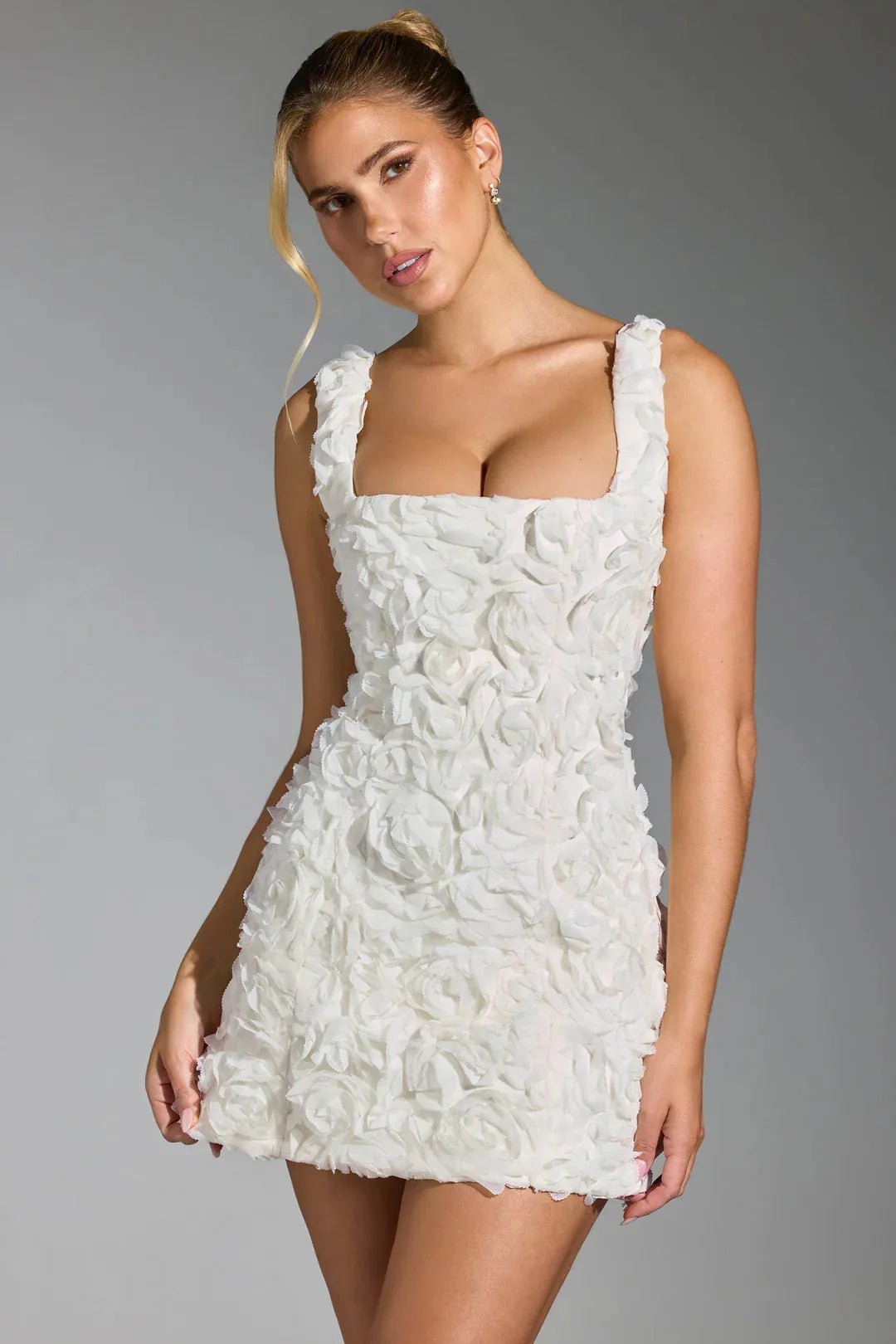 Women's Floral Party Mini Dress - White