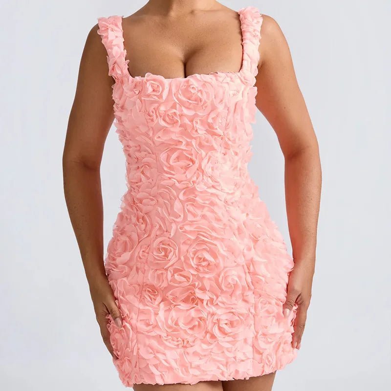 Women's Floral Party Mini Dress - Pink