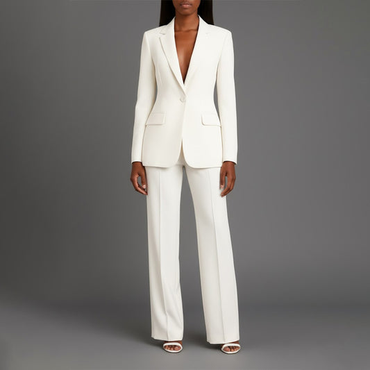 Business Suit Two Piece Set - White