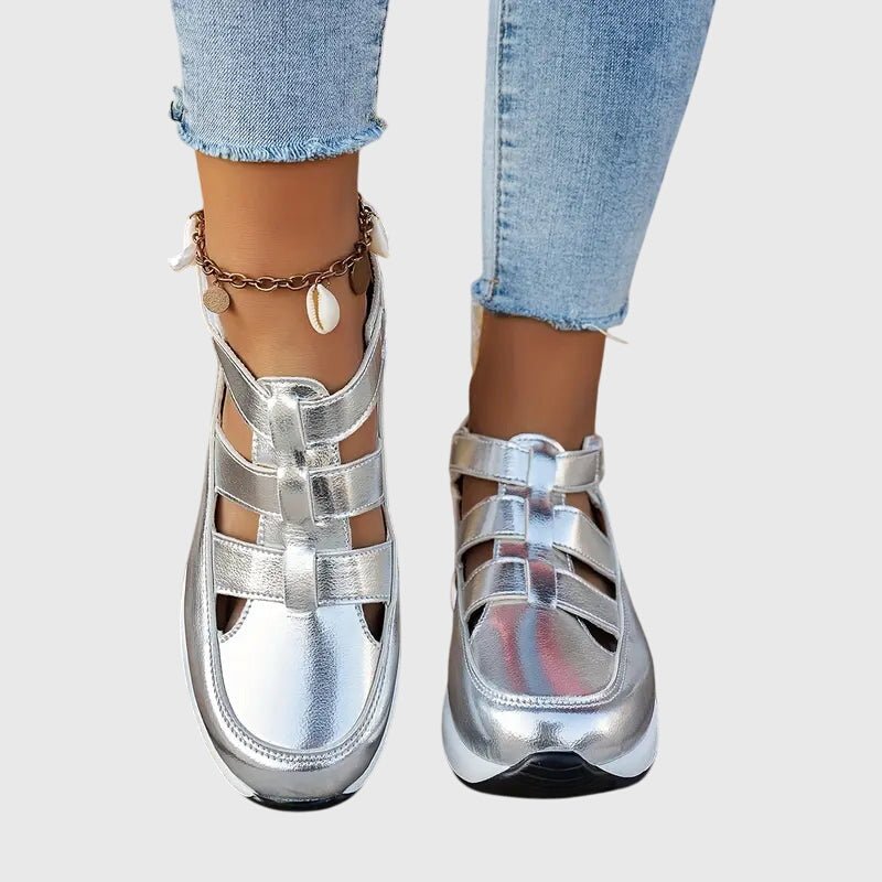 Women's Gladiator Platform Sandals - Silver