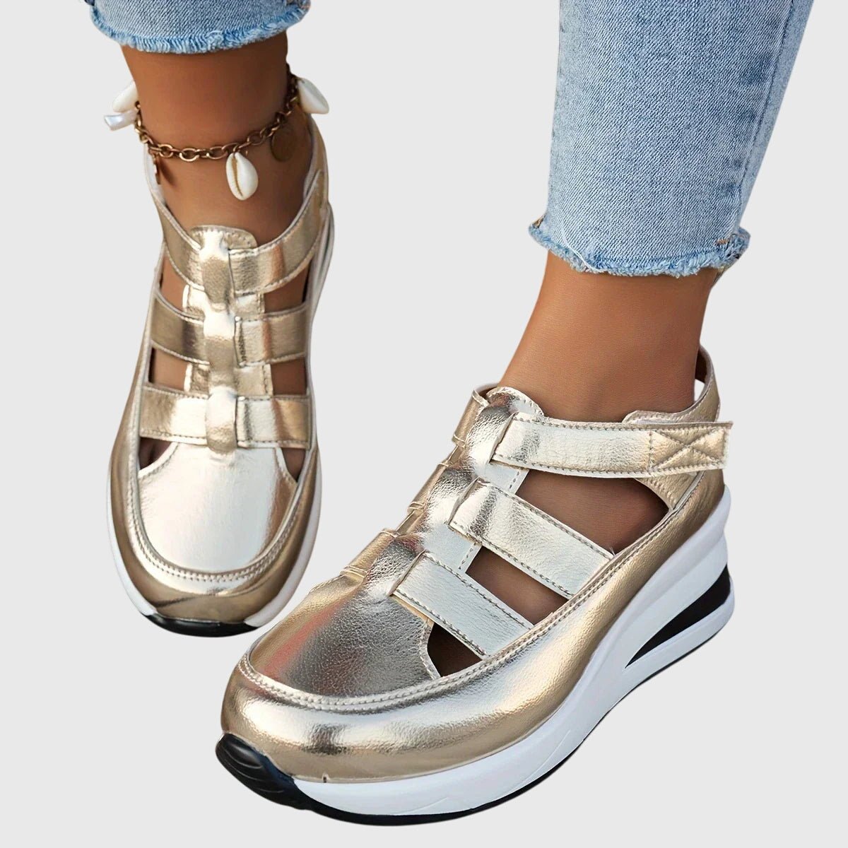 Women's Gladiator Platform Sandals - Gold