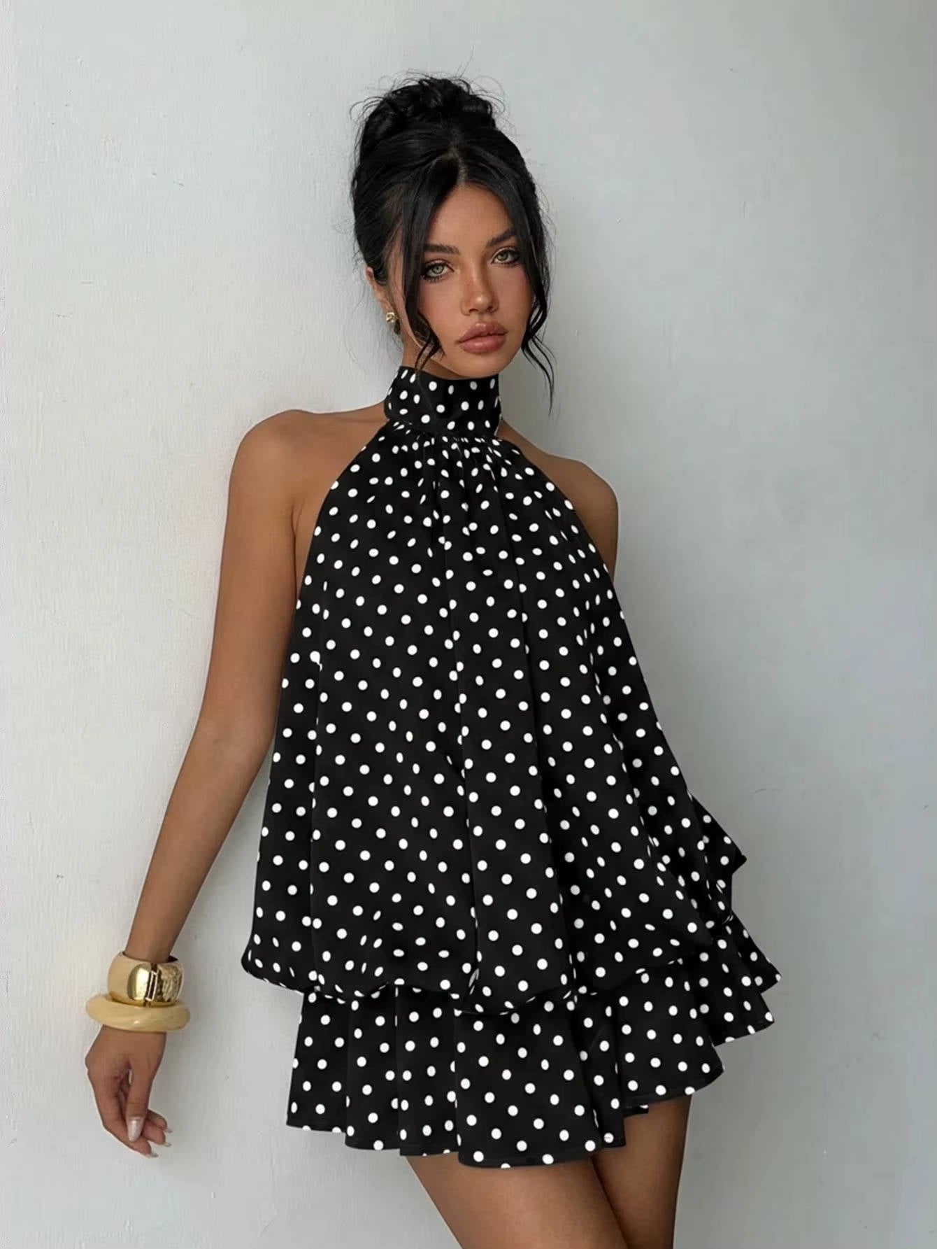 Women's Halter Mini Dress - Black 2
