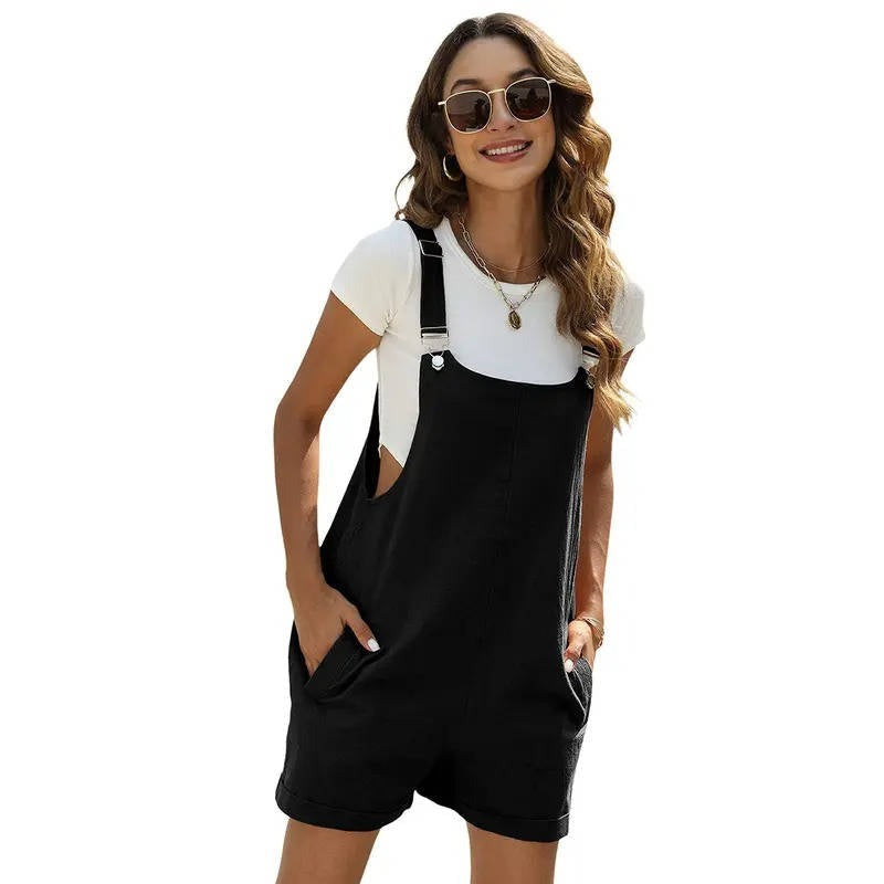 Summer Overall Romper - Black