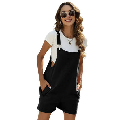 Summer Overall Romper - Black