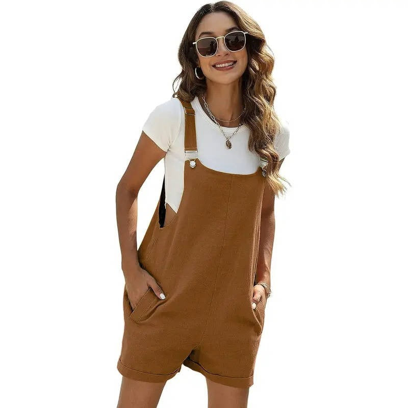 Summer Overall Romper - Khaki