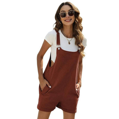 Summer Overall Romper - Brown