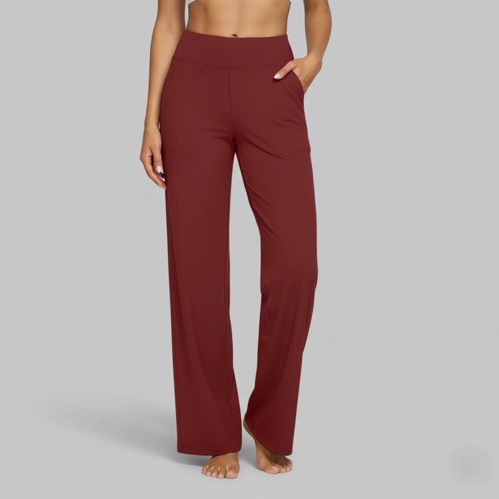 Women's High-Waisted Wide-Leg Pants - Red