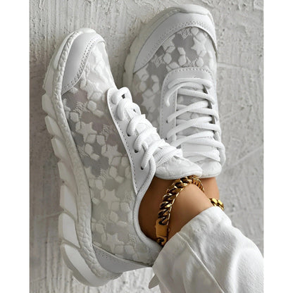Floral Lace Platform Sneakers