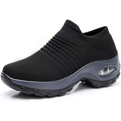Orthopedic Walking Shoes - Black (Gray Sole)