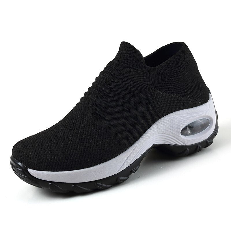 Orthopedic Walking Shoes - Black (White Sole)