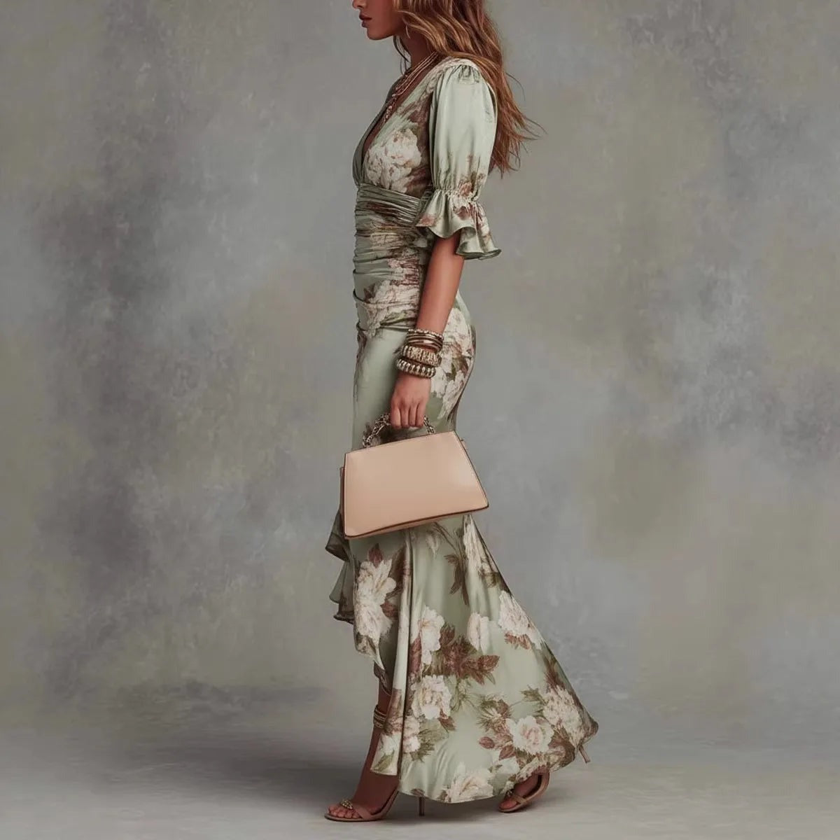 Floral Ruched Maxi Dress