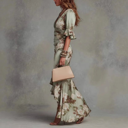 Floral Ruched Maxi Dress