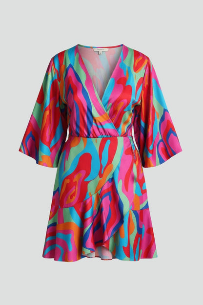 Printed Wrap Mini Dress