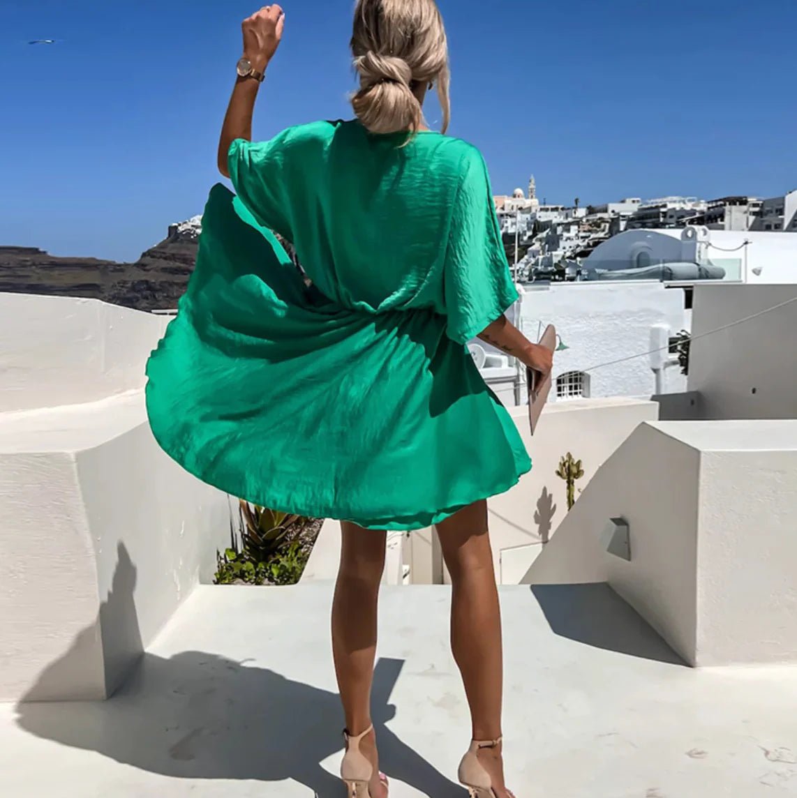 Women's Satin Wrap Mini Dress