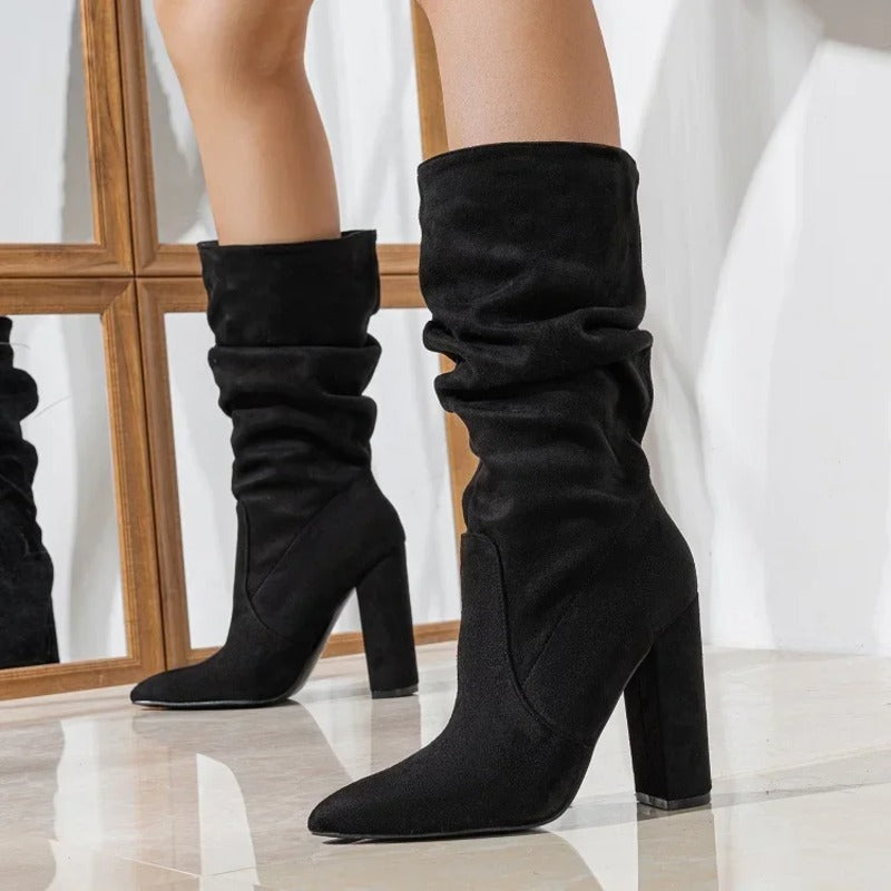 Slouchy Block Heel Boots